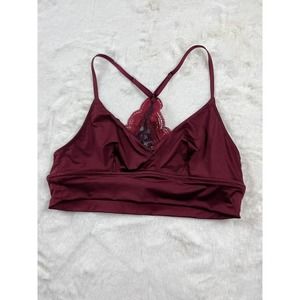 Satin Lace Wine Red Fun Sexy Cute Bralette Size Medium body